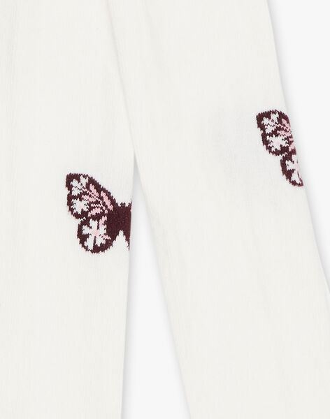 Ecru Strumpfhose mit Schmetterlingsmuster DUCHWETTE / 22H4PFR1COL632