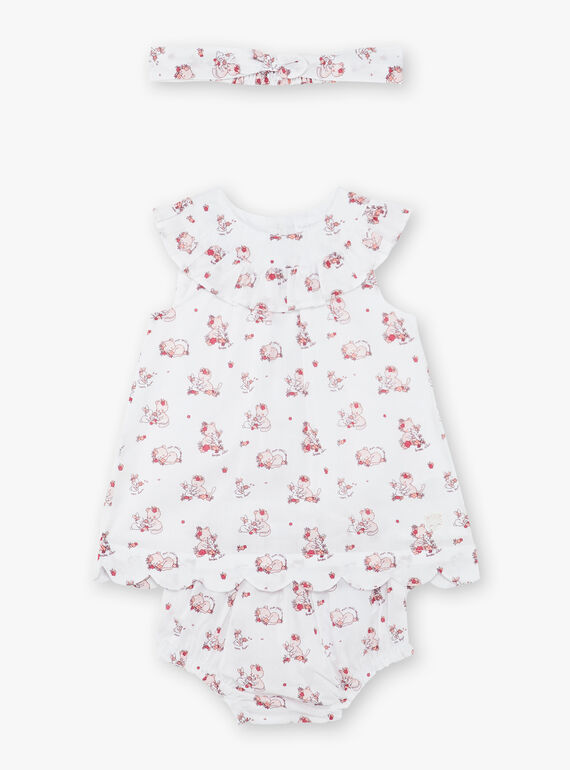 Bedrucktes Popeline-Kleid, Blümchen und Baby-Mädchen-Stirnband ZOLISE / 21E0CFY2ENS000
