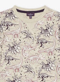 Beigefarbenes T-Shirt mit Dinosaurieraufdruck GULIAGE / 23H3PGH3TMLA013