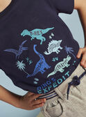 Marineblaues T-Shirt mit Dinosaurier-Muster für Kind Junge CYDOAGE2 / 22E3PGT2TMC070