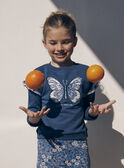 Blauer Sweatshirt mit gesticktem Schmetterlingsmotiv LESWETTE / 24H2PFJ1SWEC233