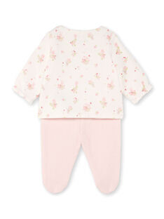 Weiß und rosa Jacke mit Blumendruck und rosa Leggings für ein Mädchen BONNIE / 21H0NF41ENS301
