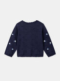 Texturierte marineblaue Strickjacke mit gestickten Blumen LACORRINE / 24H1BFJ2CAR070