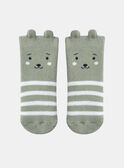 Lehmgrüne und weiße Terry-Bouclette-Socken KAALAN / 24E4BG35SOQG600