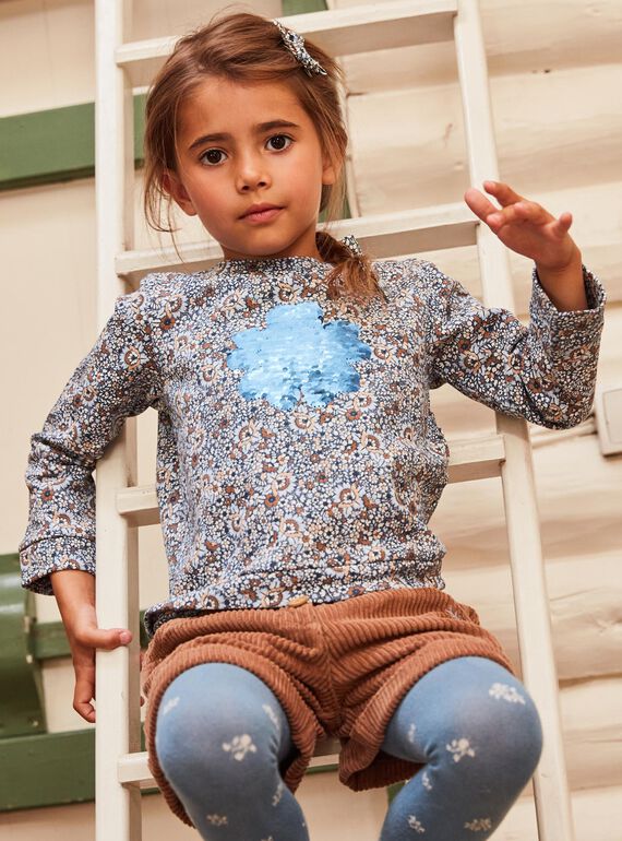 Sweatshirt mit Blumenmuster und Schneeflockenmotiv aus Wendepailletten DIASWETTE / 22H2PFY1SWEC206