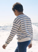 Blauer und ungebleichter Pullover mit Streifenmuster LERAYAGE / 24H3PGJ1SWE001