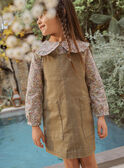 Kind Mädchen khakigrünes geblümtes Twill-Kleid-Salopette CECHAETTE / 22E2PFB1CHS604
