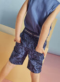 Marineblaue Shorts für Kinder Junge mit Blattwerkaufdruck 22E3PGT3BER070