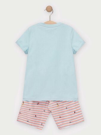 Pyjama short bleu et rouge imprimé enfant garçon TEALIAGE / 20E5PGE1PYJC219