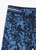 Marineblaue Shorts für Kinder Junge mit Blattwerkaufdruck 22E3PGT3BER070