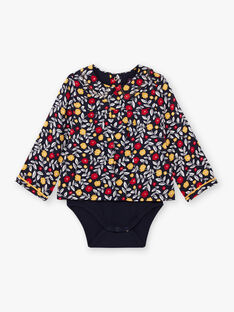 Marineblaue Bluse für Baby-Mädchen mit Blumendruck BAELISE / 21H1BF51BOD070
