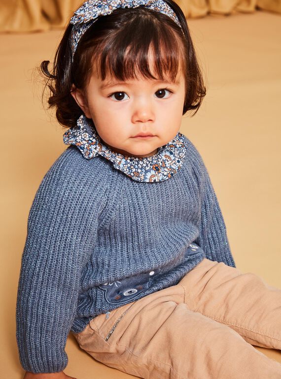 Blaugrauer Strickpullover DAROMY / 22H1BFY1PULC206