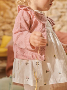 Baby Mädchen rosa Strickjacke mit Rüschenkragen CADIANE / 22E1BFB1CAR305