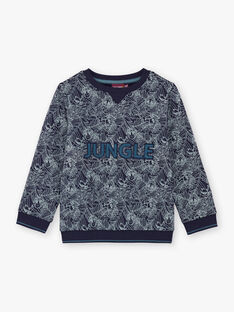 Marineblaues Dschungel-Sweatshirt für Jungen BUWAGE1 / 21H3PGB2SWE070