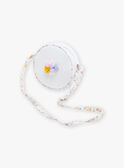 Weiße Umhängetasche aus Baumwolle mit Blumenaufnäher in mehrfarbigem Schleier Kind Mädchen CLUSETTE / 22E4PF11BES001