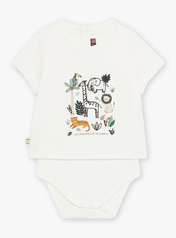 Baby Junge ecrufarbenes Tier- und Dschungel-T-Shirt CAKILLIAN / 22E1BG91BOD001