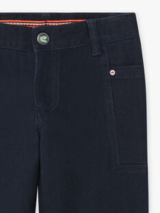 Marineblaue Twill-Hose für Jungen mit kontrastierenden Details BUJIDAGE / 21H3PGQ2PAN070