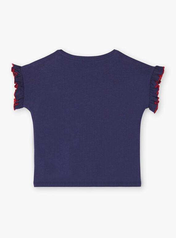 T-Shirt mit kurzen Ärmeln blauer Horizont Kind Mädchen ZOTISETTE / 21E2PFB1TMC216