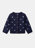 Texturierte marineblaue Strickjacke mit gestickten Blumen LACORRINE / 24H1BFJ2CAR070