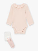 Set mit Body, Strampler und Strumpfhosen in Ecru und Rosa LOUANE / 24H0CF12ENS001