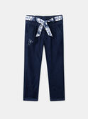 Blaue Karottenjeans mit Gürtel mit Blumenmuster LEJINETTE / 24H2PFJ1JEAK005