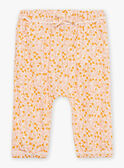Ecru- und orangefarbene Popeline-Hose mit Blätter- und Früchtemuster FAULINE / 23E1BFP1PAN001