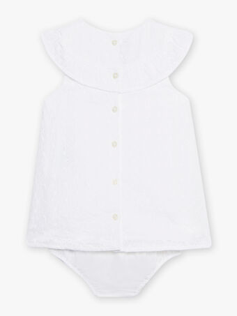 Weißes Kleid mit Anglais-Stickerei und Blümchen-Baby Mädchen CYEMILIE / 22E1BF31ROB000