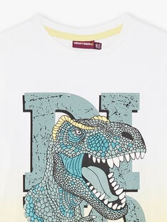 Kind Junge gelbes tie-&-dye T-Shirt mit Dinosauriermotiv CATICHAGE / 22E3PGB2TMC116
