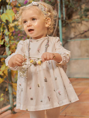 Baby Mädchen langärmeliges Kleid mit Blumendruck CADAPHNE / 22E1BFB1ROBB112