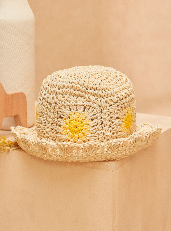 Fischerhut aus Stroh mit Blumenmuster KALOLA / 24E4BFD1CHA009