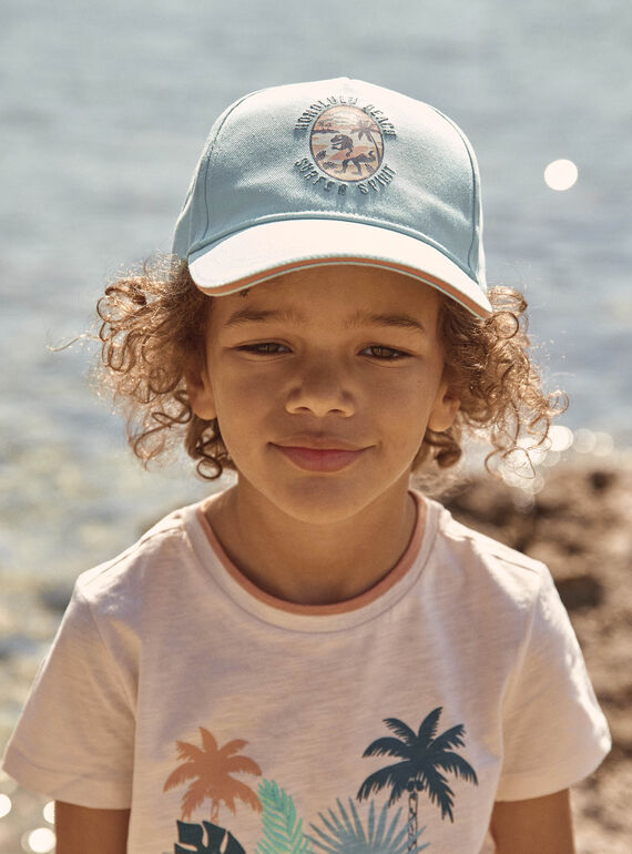Türkisfarbene Mütze aus Twill mit Dinosauriermuster FLUBEACHAGE / 23E4PGQ1CHA205