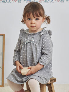 Baby Girl's Heather Grey Jacquard Kleid mit Punkten und Rüschendetails BAORELIA / 21H1BFO1ROB943