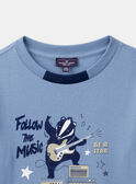 Hellblaues T-Shirt aus Jersey mit Dachs-Motiv als Gitarrist LETICHAGE / 24H3PGJ1TMLC236