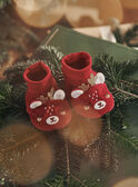 Rote Samtpantoffeln mit 3D-Weihnachts-Rentier-Animation 