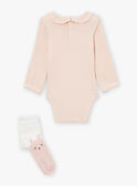 Set mit Body, Strampler und Strumpfhosen in Ecru und Rosa LOUANE / 24H0CF12ENS001