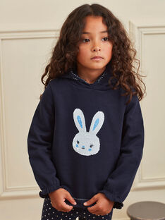 Marineblauer Kaninchen-Pullover für Mädchen mit Wendepailletten BROZOETTE / 21H2PFF1SWE070