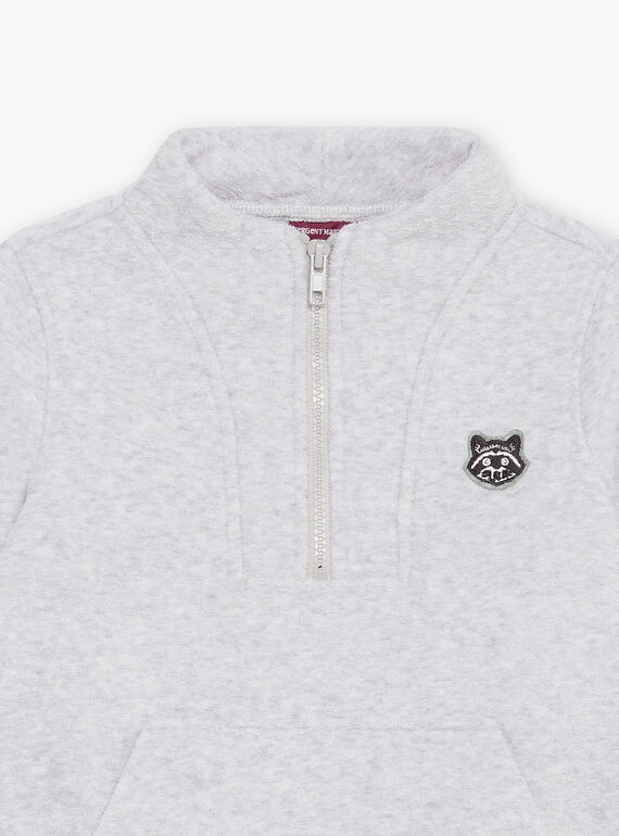 Grau melierter Pullover mit Kängurutasche DEBADGEAGE / 22H3PGR1PUL943