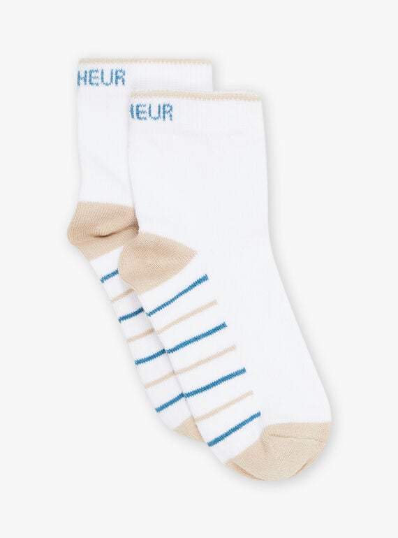 Ecru-Socken mit blau-beige gestreifter Unterseite FREBASSAGE / 23E4PGI1SOQ000