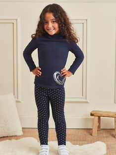 Marineblaue Polka-Dot-Fleece-Leggings für Mädchen BROLIETTE 4 / 21H4PFF4CTT070
