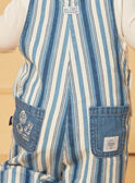 Lange blau-weiße Latzhose aus Denim mit Streifenmuster LADEREK / 24H1BGJ1SALP274