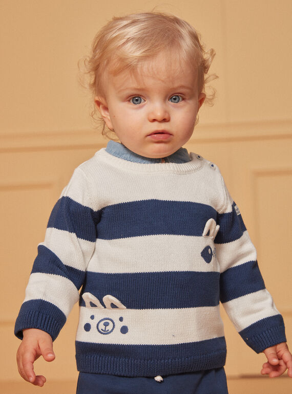 Blau-weißer Pullover mit Streifenmuster LADAEL / 24H1BGJ1PUL001