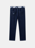 Blaue Karottenjeans mit Gürtel mit Blumenmuster LEJINETTE / 24H2PFJ1JEAK005