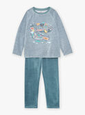Blaues Pyjama-Set aus Velours mit Streifenmuster KUINOAGE / 24E5PG51PYJ001