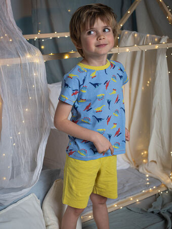 Pyjama-Set für Kinder Junge T-Shirt und kurze Hose mit Dinosaurier-Motiv CADINAGE / 22E5PG52PYJC208