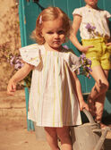 Set mit Kleid und Bloomer in Ecru mit Streifenprint aus Popeline LAALBERTINE / 24H1BFI2ROB001