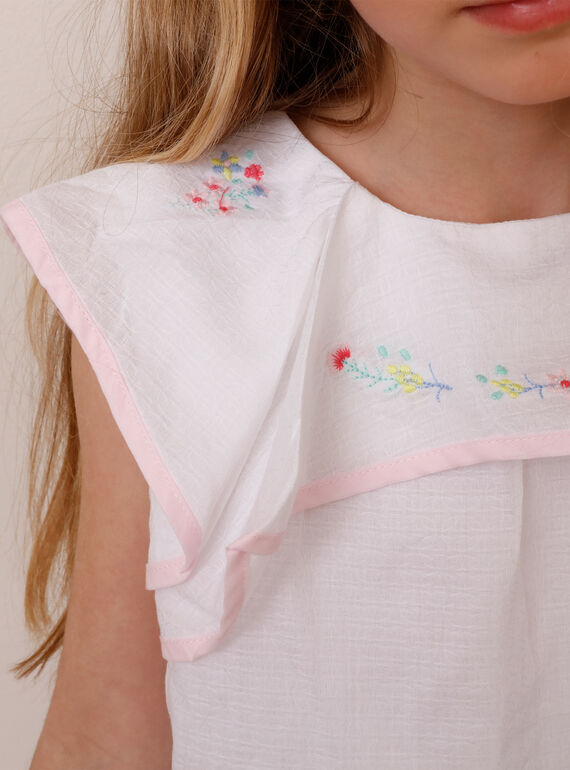 Bluse mit Volants für Mädchen, ecrufarben TYBOETTE / 20E2PFJ1CHE000