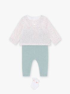 Set bedruckte Bluse, Strickhose und Socken Geburt Mädchen COURTNEY / 22E0CFC2ENS613