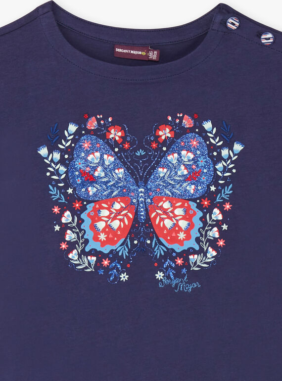 T-Shirt mit kurzen Ärmeln blauer Horizont Kind Mädchen ZOTISETTE / 21E2PFB1TMC216