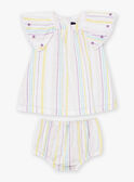 Set mit Kleid und Bloomer in Ecru mit Streifenprint aus Popeline LAALBERTINE / 24H1BFI2ROB001