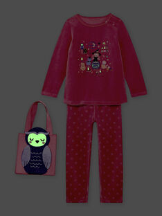 Rosa phosphoreszierendes Halloween-Pyjama-Set für Baby-Mädchen und passende Tasche BEBOUETTE / 21H5PFH1PYJD331